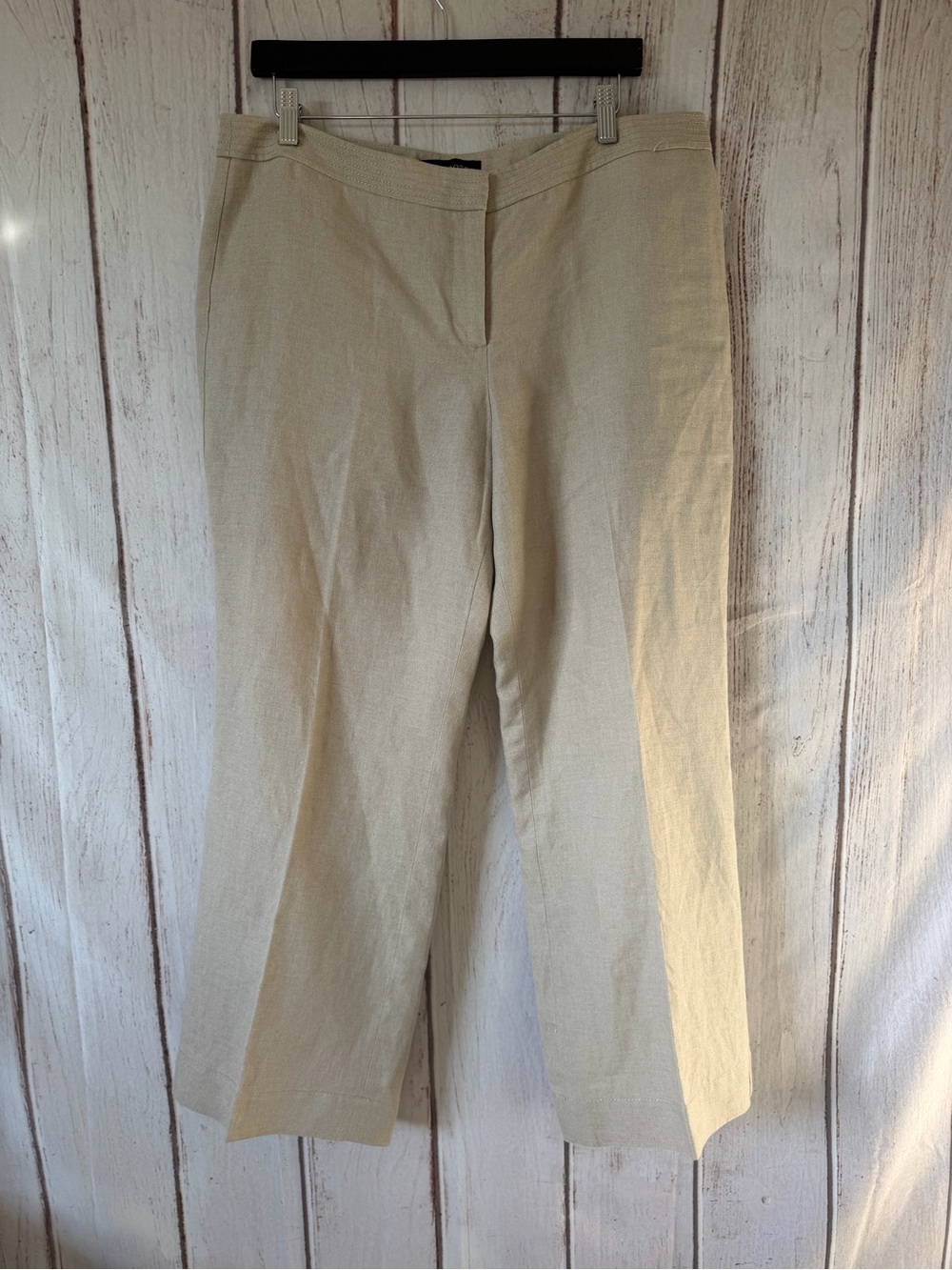 Talbots Signature Petites Beige Fully Lined  Linen Trousers Size 14P